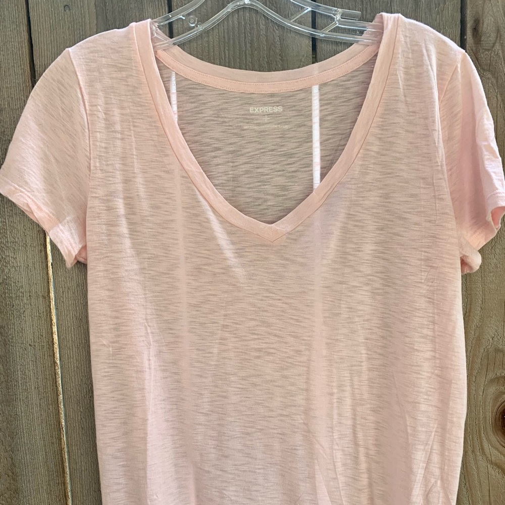 Express Light Pink Sheer Casual Tee Size S